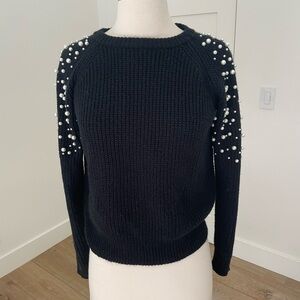 Black Pearl-Embellished Sweater